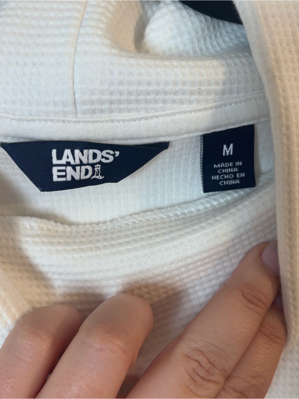 NWOT Lands' End Cream Waffle Turtleneck Pullover - Picture 2 of 4
